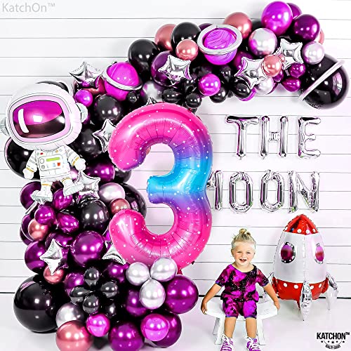 Image of KatchOn, Rainbow 40 Inch 3 Balloon - Pink Blue | 3rd Birthday Decorations | Unicorn Party