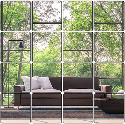 KimDaro Removable Acrylic Mirror Setting Wall Sticker Decal DIY Modern Decoration for Home Living Room Bedroom Decor (15 pcs 20cmx20cm).