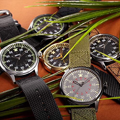 August Steiner Men's Swiss Quartz Watch - Luminescent Hands On Canvas Over Nubuck Leather Strap - As8125 #TOP5