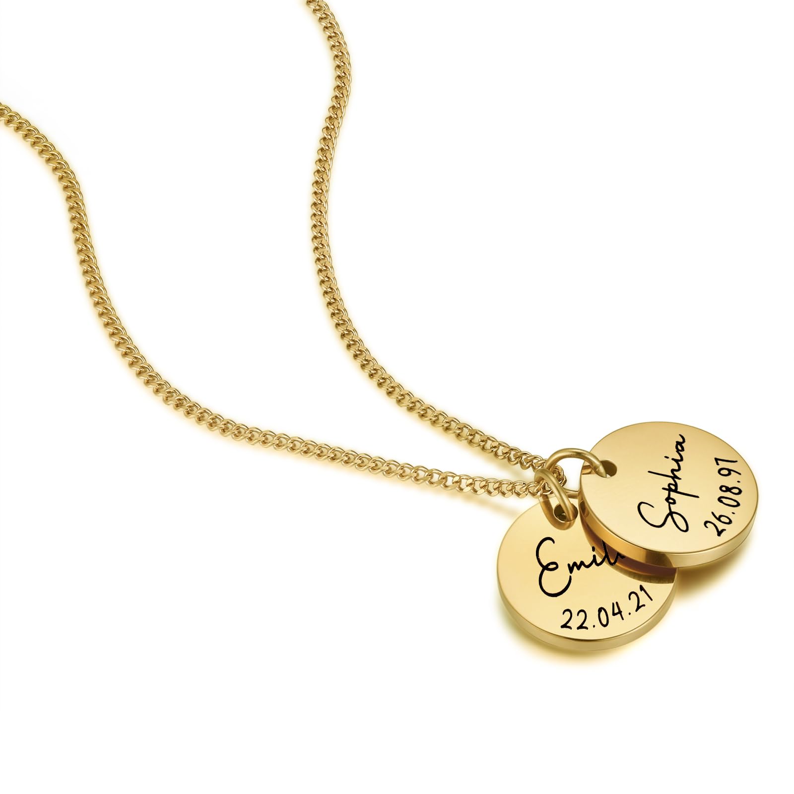 The Magical touch Personalisierte Kette mit Gravur – Namenskette Damen für Mama mit Kindernamen, Familienkette, Buchstabenkette | Halskette mit Namen aus Edelstahl – Gold, Silber, Roségold