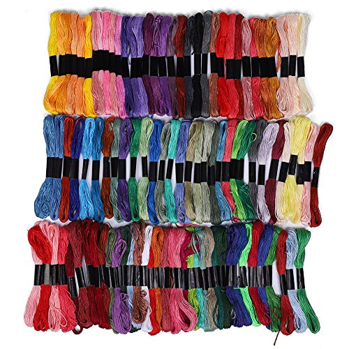 Conjunto de hilos para bordado Changor, 100 colores, alta calidad, 8 m cada uno, mezcla de poliéster y algodón, para punto de cruz y proyectos DIY