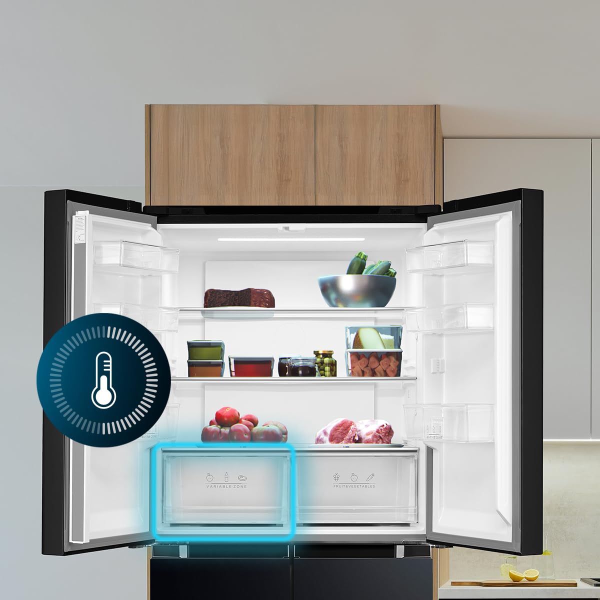 Cecotec Réfrigérateur 4 Portes Total No Frost de 474L Bolero CoolMarket 4D 474 Dark E. 177,5cm de Hauteur, 83,3 cm de Largeur, Classe E, Ultra Silencieux, Compresseur Inverter Plus, Inox Noir