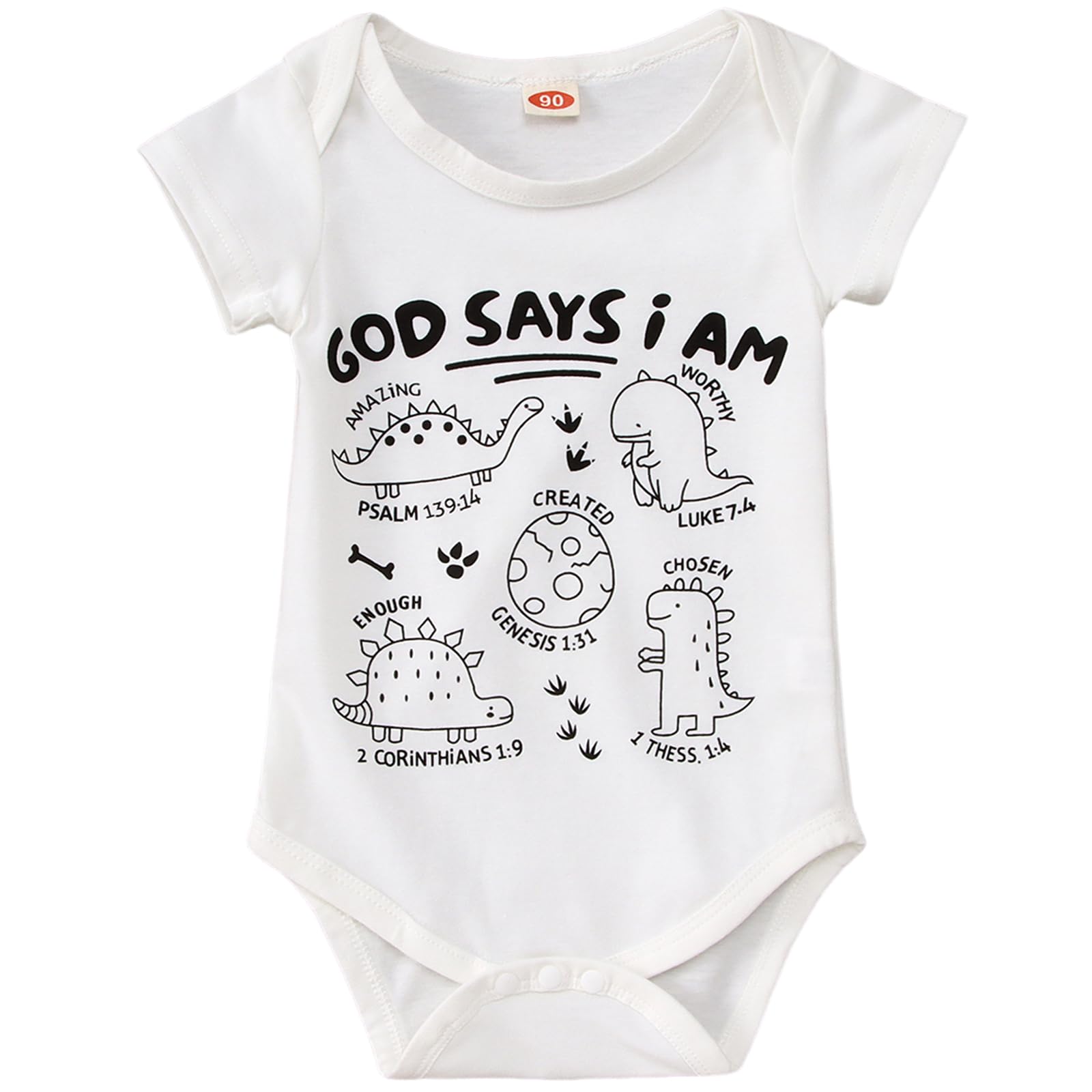 BOUTIKOME Dinosaur Romper Newborn Infant Baby Boys Girls Onesie T Shirts Short Sleeve Tops Inspirational Clothes 0-12 Months