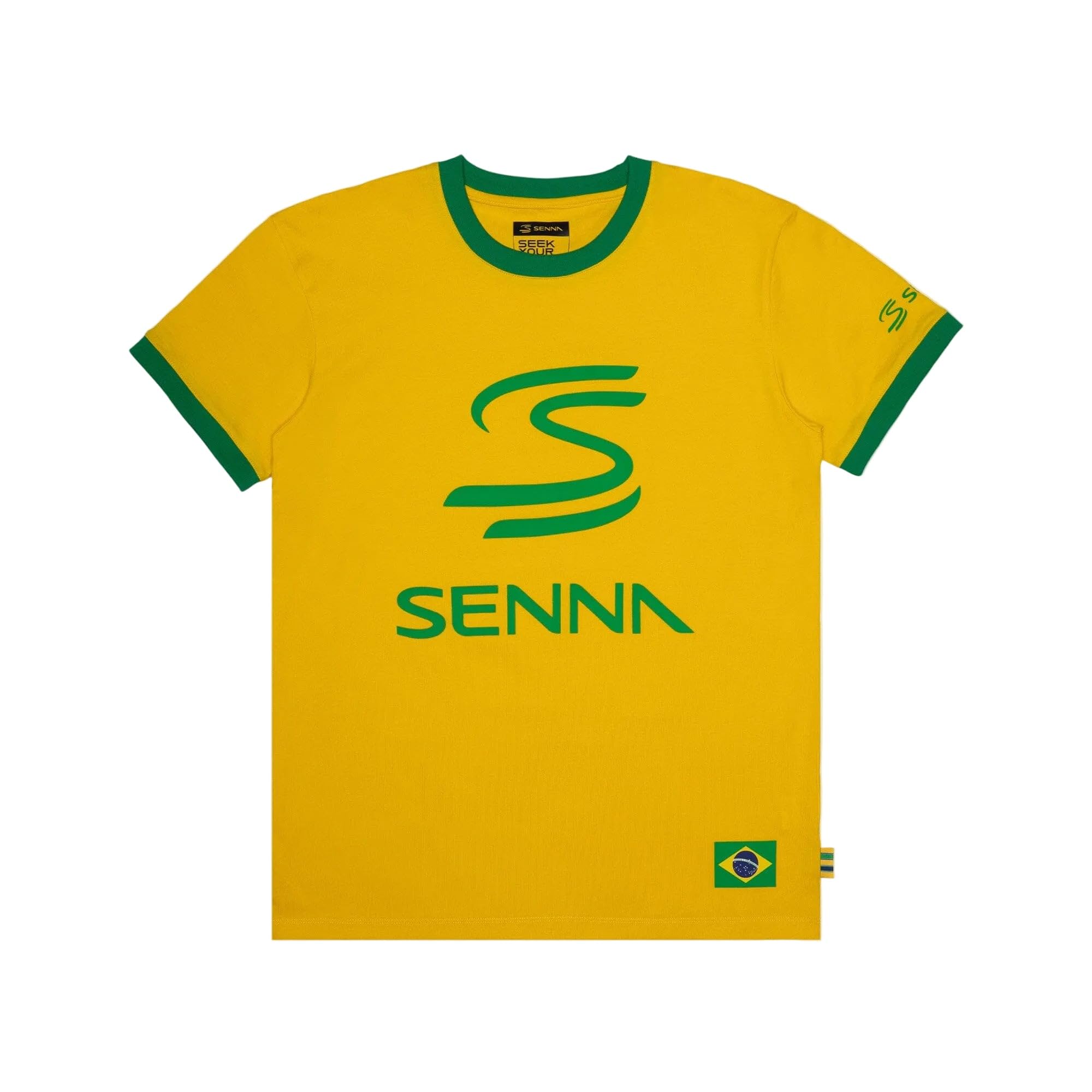 Ayrton Senna F1 Legacy Logo T-Shirt, Yellow, S