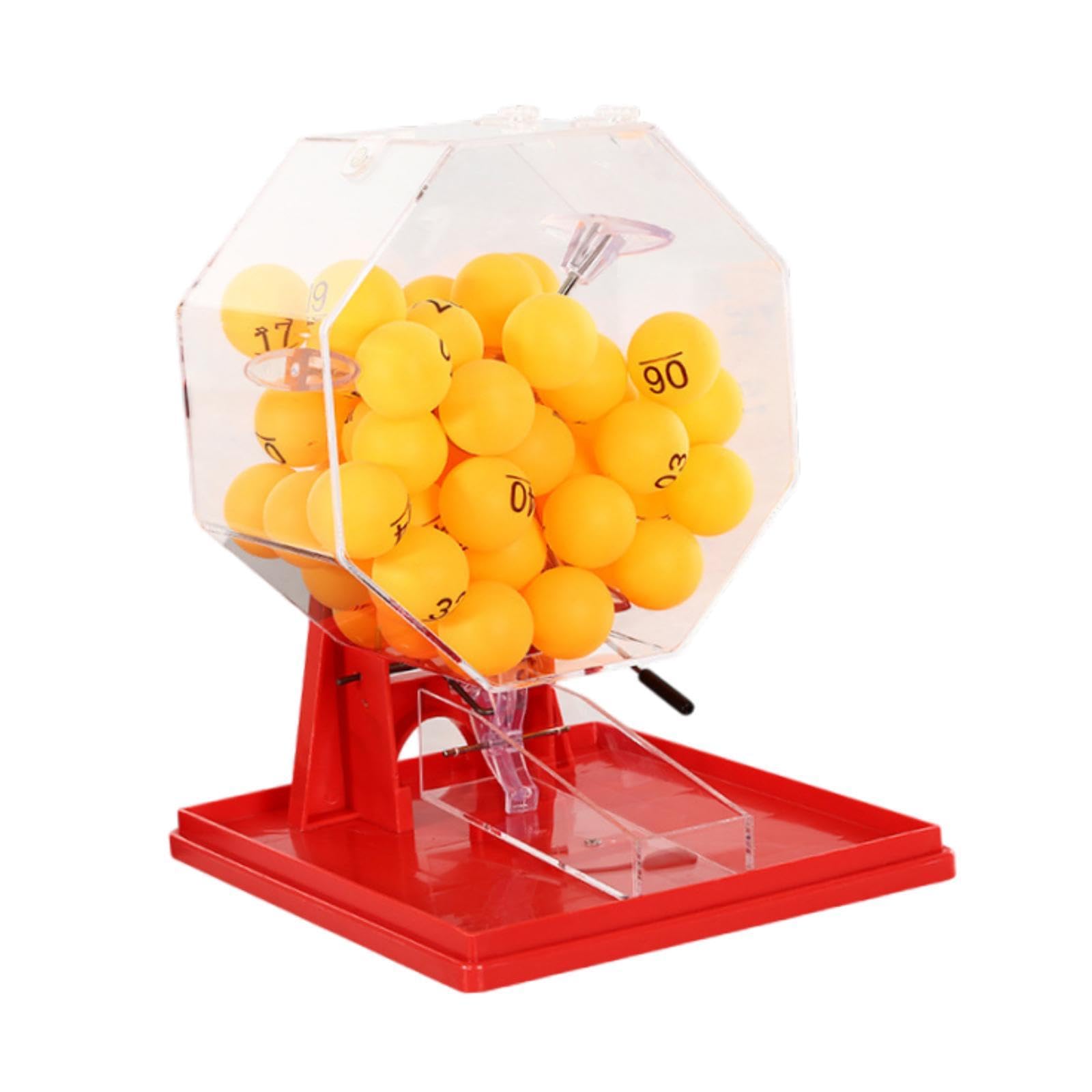 Gralara Machine à Boules de Loto, Cage de Jeu et Boules, Jouet Cadeau, Machine à Bingo, Machine à Loterie pour Adultes, Fêtes, Grands Groupes, Familles, Joueu, Boules Jaunes Rouges