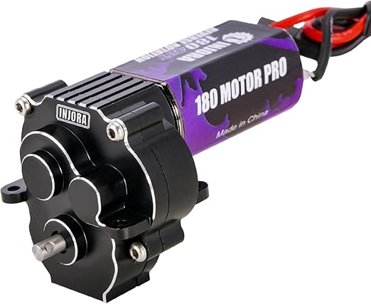 INJORA 180 Pro 48T Motor and Transmission Gearbox with Stock Steel Gear for 1/18 TRX4M Upgrade Parts(Black)