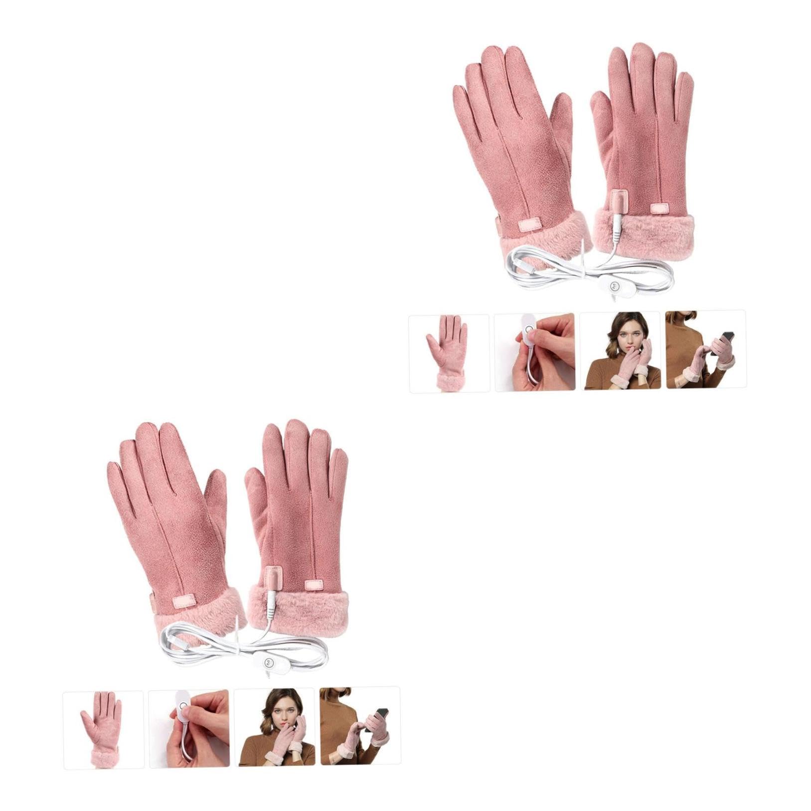 SUPVOX Guanti elettrici guanto termico thermal gloves scaldamani guanti riscaldati tramite USB batterie ricaricabili pile ricaricabili guanti termici per l'equitazione pelle rosa