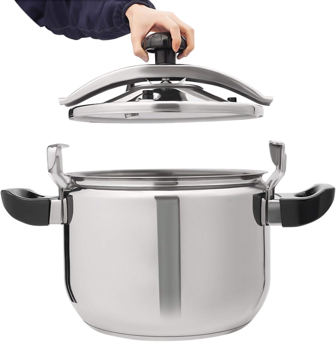 23.25QT Stainless Steel Pressure Cooker, 60Kpa High-Pressure Cooking Pot, Large Steamer Cooking Pressure Canner with Safety Valves for Family or Commercial Use on Gas Stovetop & Induction Cooktop