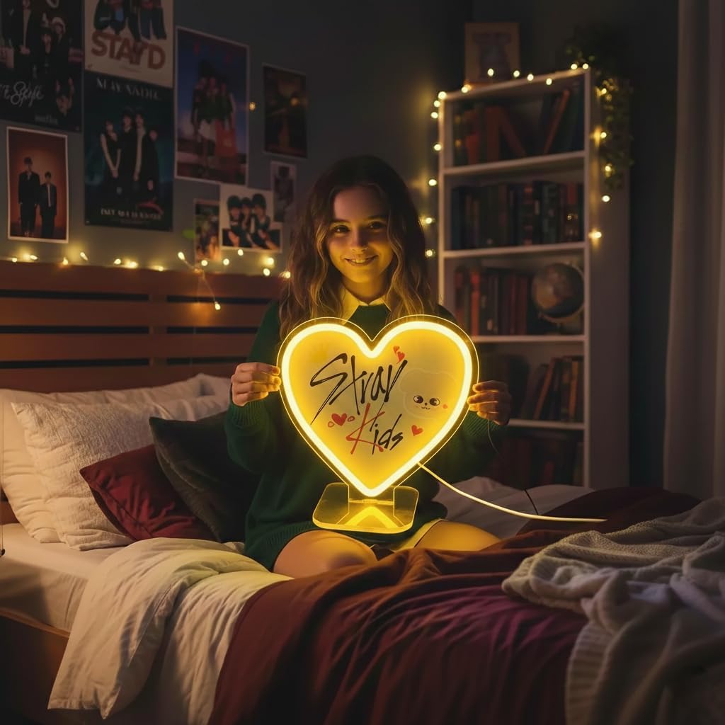 SKZ LED Neon Style Wall Light – Stay Fan Room Decor Lamp – SKZOO Inspired Display Light for Album & Lightstick Showcase – 2-in-1 Desktop & Wall Mounted, Dimmable USB Powered – stray merch image 5