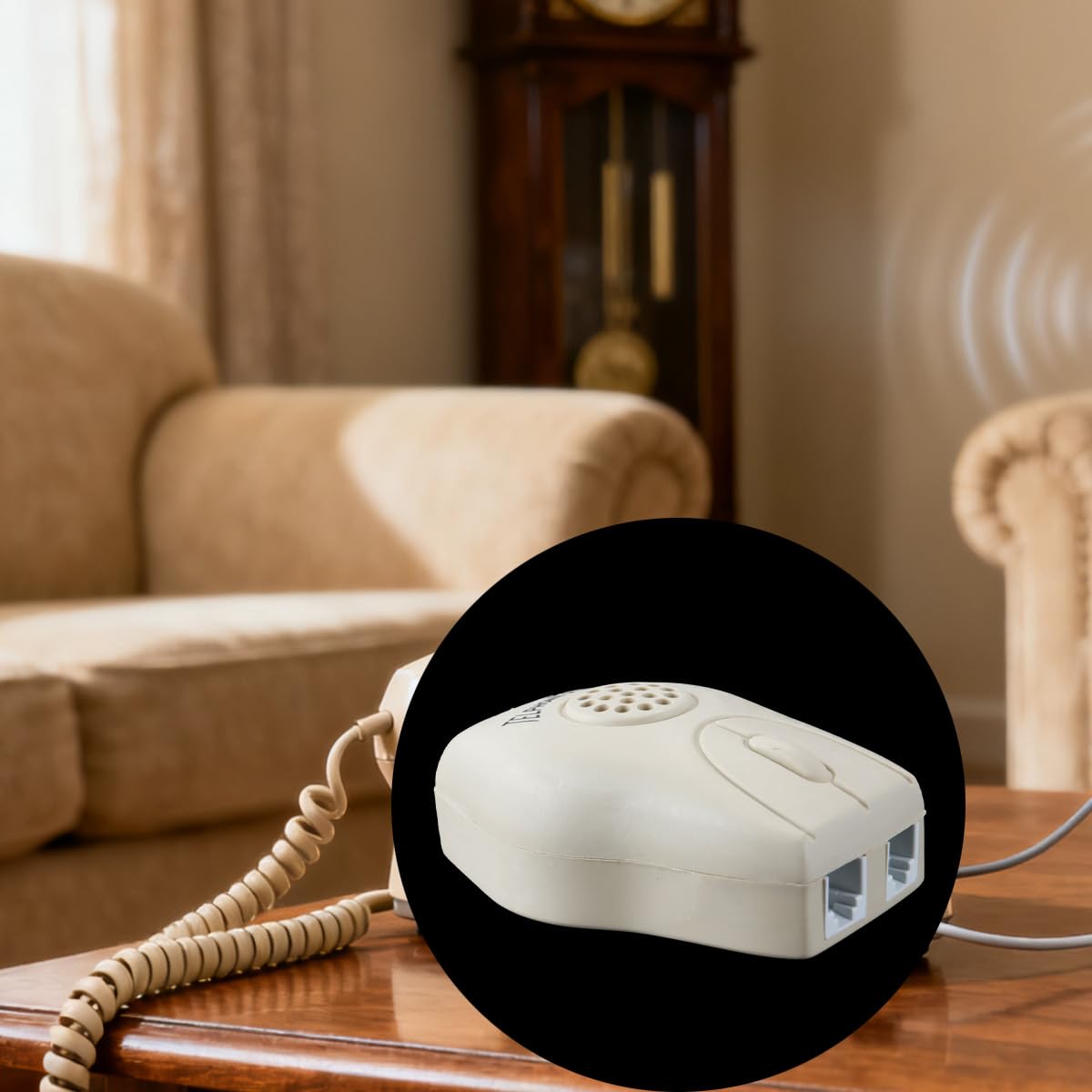Ausi Amplificateur de Sonnerie téléphonique, Boost jusqu'à 105 DB avec Notification Lumineuse pour téléphones Fixes, Montage Mural, idéal pour Les environnements bruyants et malentendants