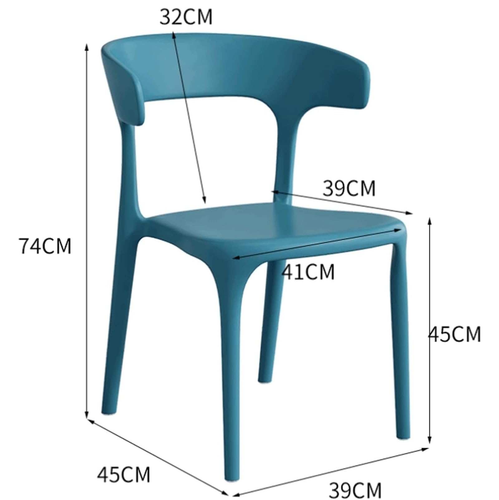 Sedie da pranzo impilabili in plastica, comode, classiche, con capacità di carico fino a 400 kg, elegante design blu, per sala da pranzo e cucina