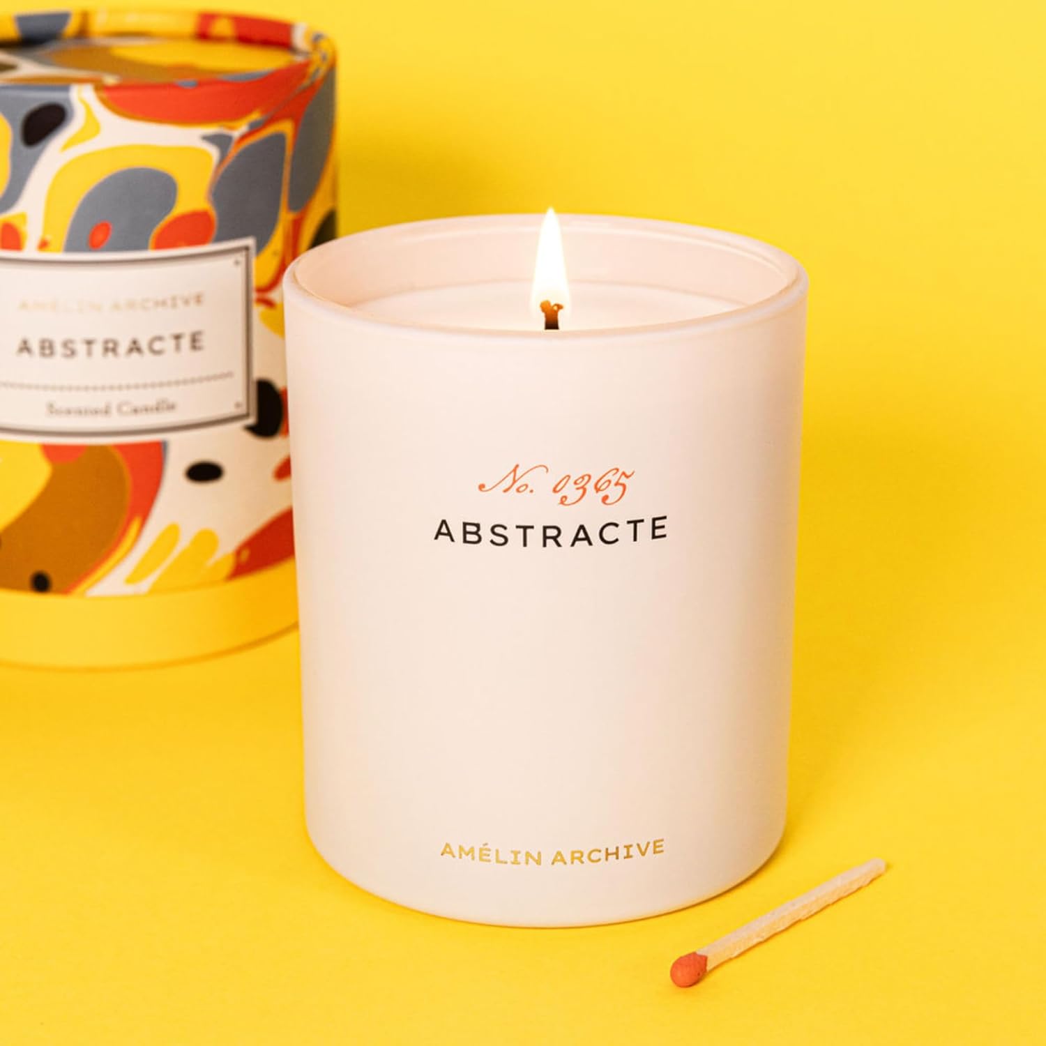 Vintage Inspired 9 Ounce Soy Wax Blend Candle, Glass Candle with Gift Box and Fragrance Notes of Eucalyptus, Cashmere, Vetiver & Patchouli, Abstracte