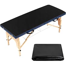 Klmnop Waterproof Massage Table Cover 70x32 Inch PU Leather Reusable Wipe Massage Bed Protector for Beautician, Spa, Tattoo, Wax, Tattoo, Spa, Rashbed, Fits Rectangular Table Width 27-32 Inch Black