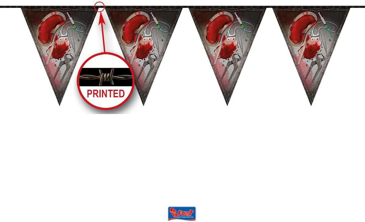 Folat 23599 Halloween Banner with Triangles - Bloody Tools Party Decoration, Multi-Coloured