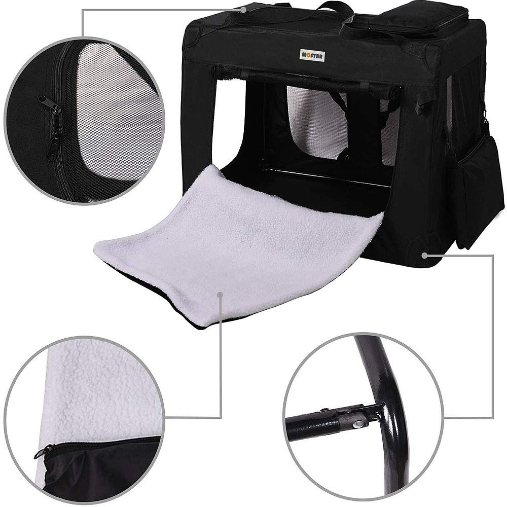 Melko Hundebox Hundetransportbox faltbar Transportbox Katze 82x58x58 cm | wasserabweisendes Oxford-Gewebe, Netzfenster zur Belüftung, waschbares Bodenpolster, Tragegriff, für Auto und Reisen