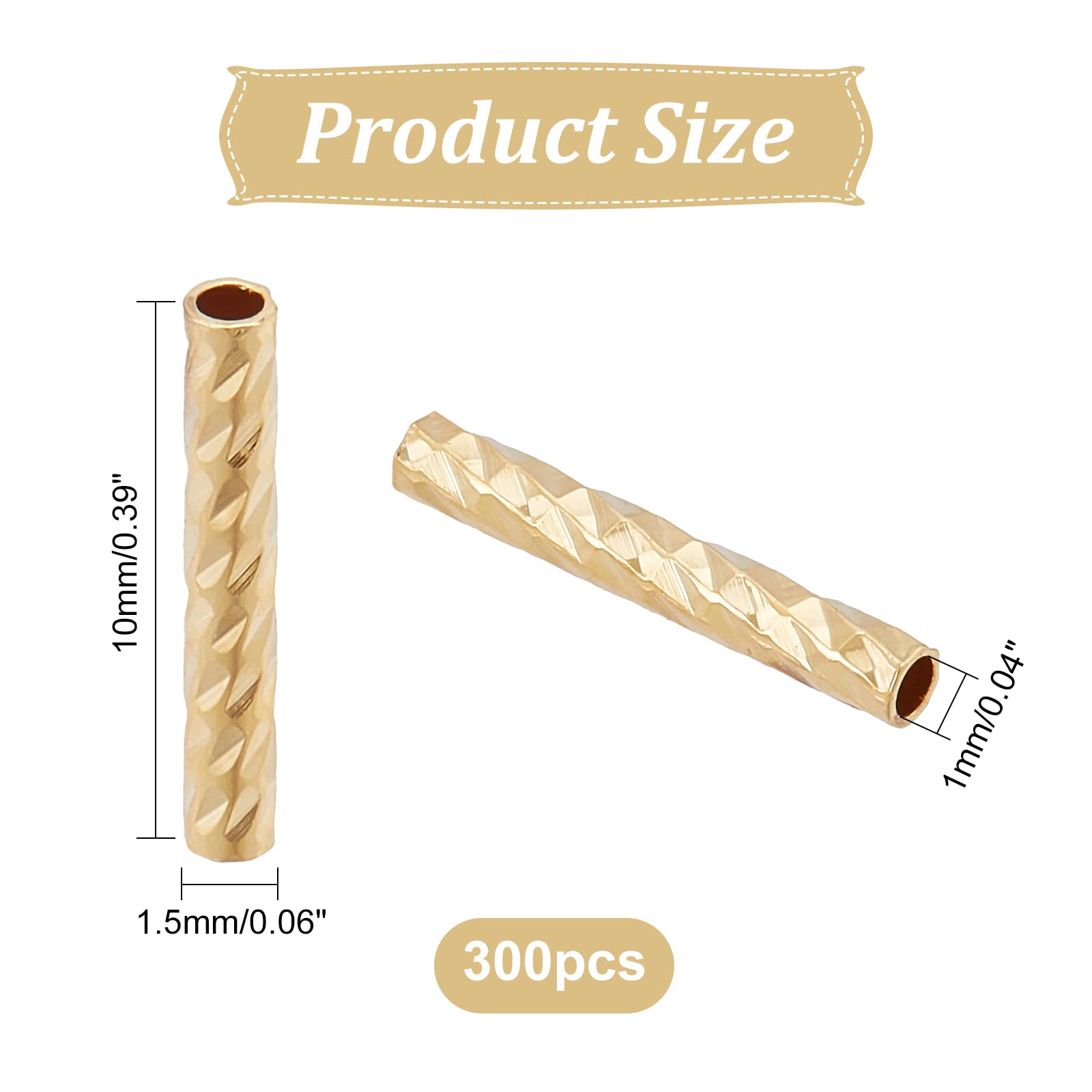 300 Perles Entretoises Tube Ton Or 5x10mm – Pour Création De Bijoux