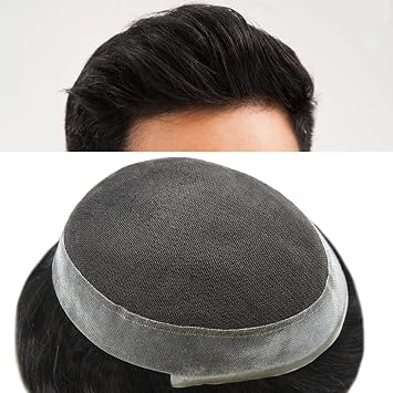 Mens Toupee Hair Piece French Lace Toupee For Men Hair Replacement System For Men Thin Skin Protesis Capilar Para Hombre 6"x8" #1 JET BLACK 120% density