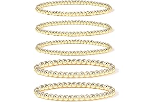 14K Gold Plated Stretch Beaded Bracelets for Women