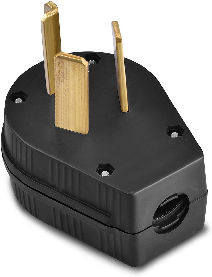 Nema 10-30P Power Plug Connector,30A 30 Amp,AC 125V 125 Volt,250V 250Volt,2 Pole 3 Wire,Grouding,Generator,Black