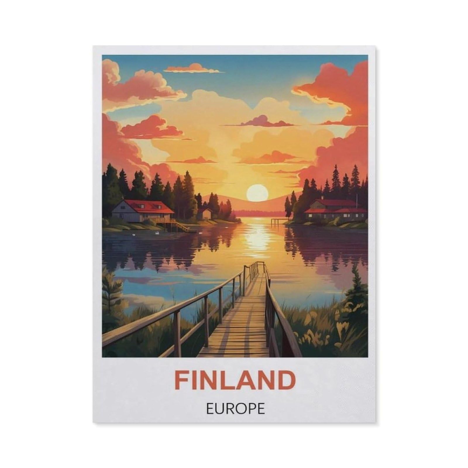 BEAYODKP 5D Diamond Painting Set for Adults and Children，Finland Europe Vintage Travel Posters，DIY Diamond Crystal Rhinestone Embroidery Painting（50 x 60 cm/19.68 x 23.62 inches）-BW24