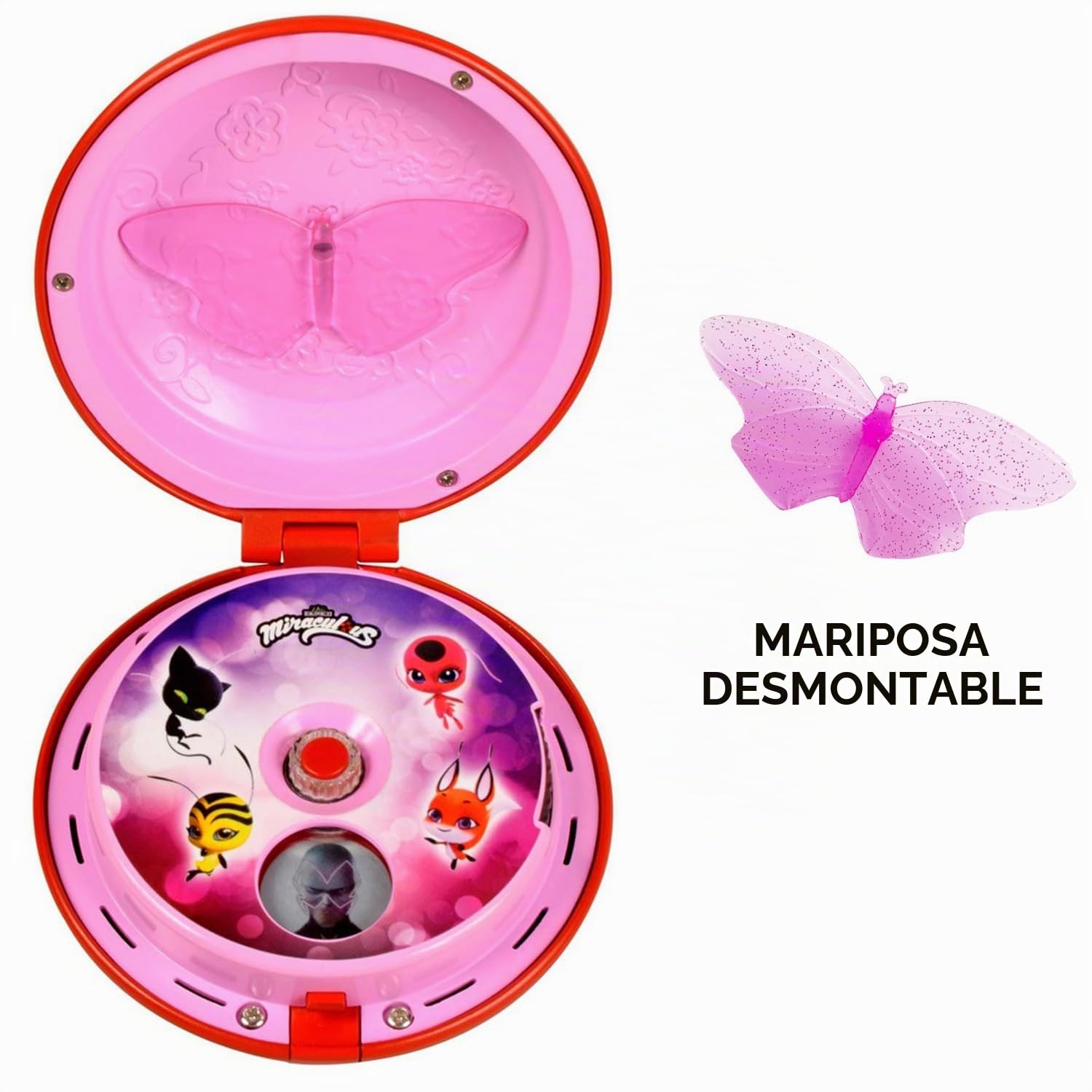 Bandai - Miraculous Ladybug - teléfono mágico - para disfrazarse de mariquita o accesorio de juego de rol - juguete con efectos de sonido y luz - Habla alemán - P506293