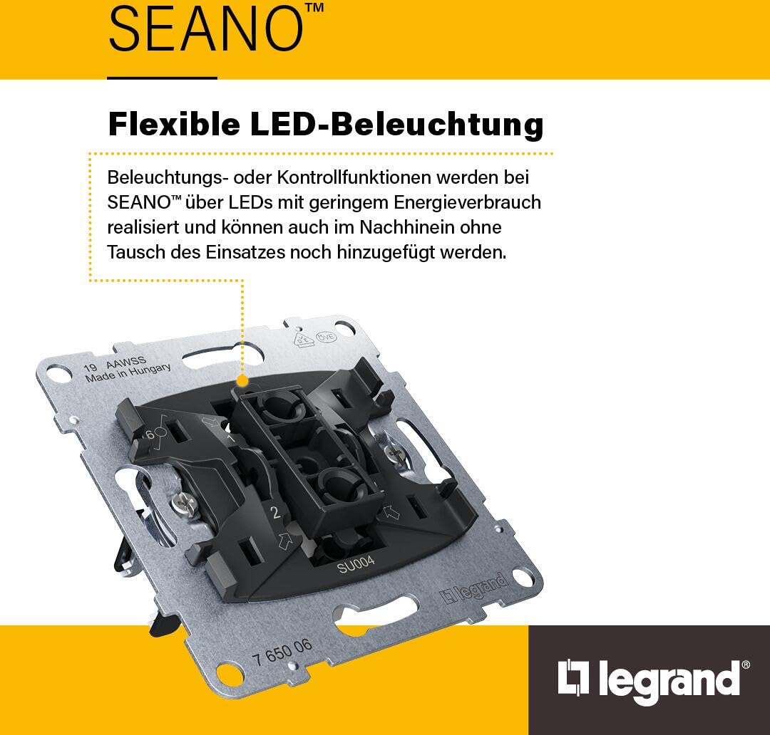 LEGRAND, Seano 765036 Mécanisme de minuterie 2 à 120 minutes, réglage de l'heure par bouton rotatif, raccord à 2 fils, bornes à vis
