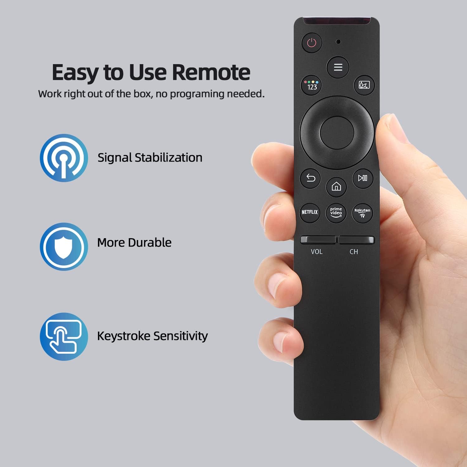 Gvirtue Universal Remote Control Replacement for All Samsung-TV-Remote All Samsung LCD LED QLED HDTV 3D 4K 8K UHD Smart TV, with Netflix, Prime Video Buttons