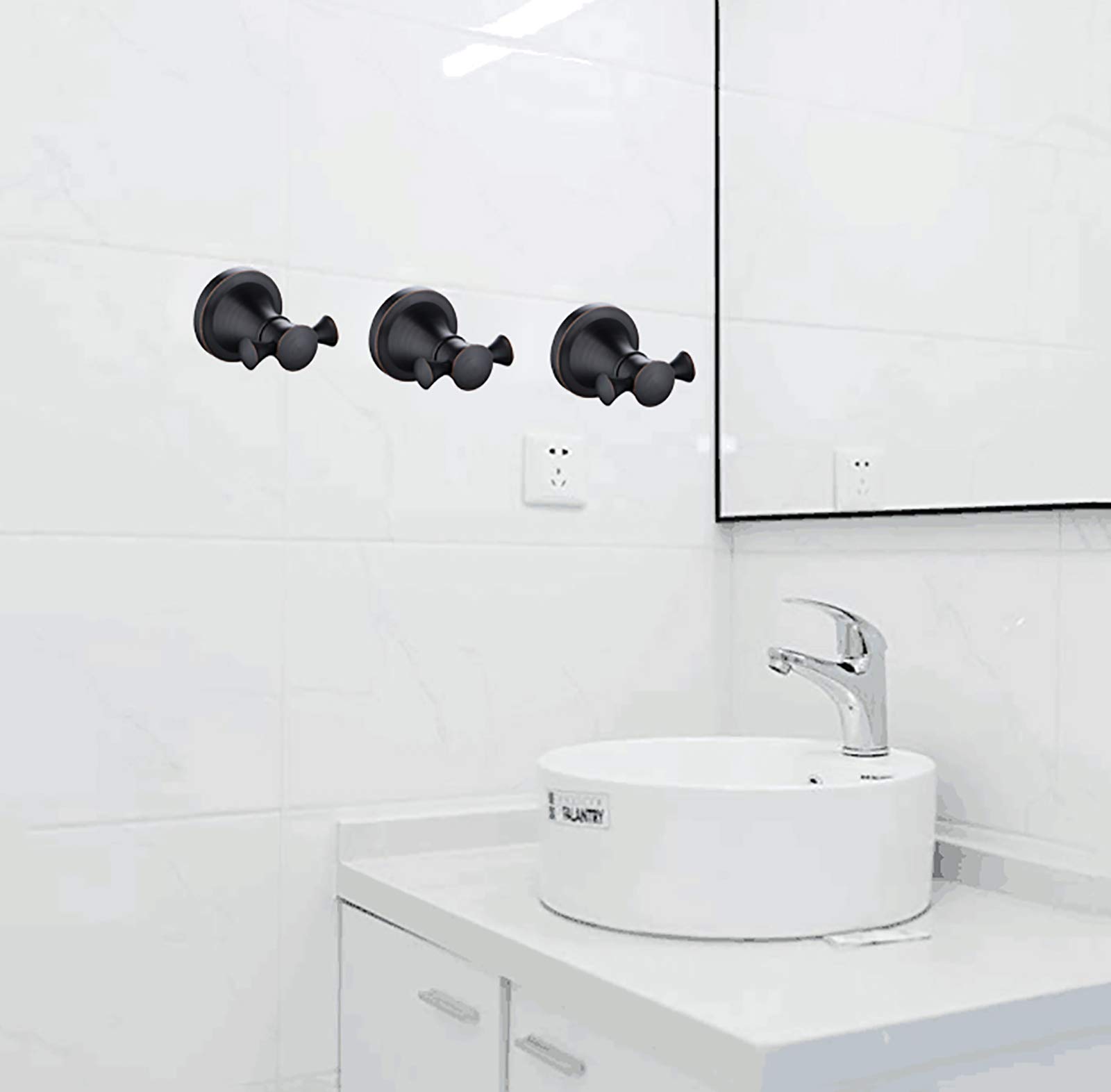 Handtuchhaken, Kleiderhaken Schwarz Wandhaken Hakenleiste 304 Edelstahl Mantelhaken, Garderobenhaken für Küche, Büro, Bad, Schraube Installation,4 Hooks