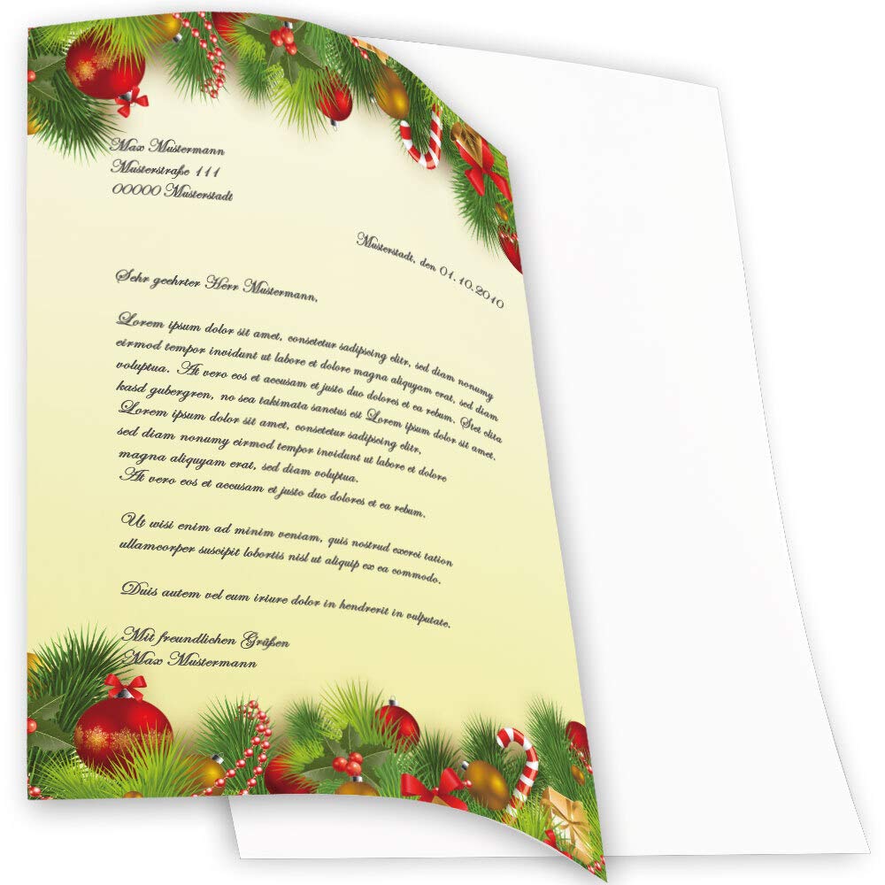 Carta da lettera decorata Natale AUGURI NATALIZI DIN A4 50 fogli