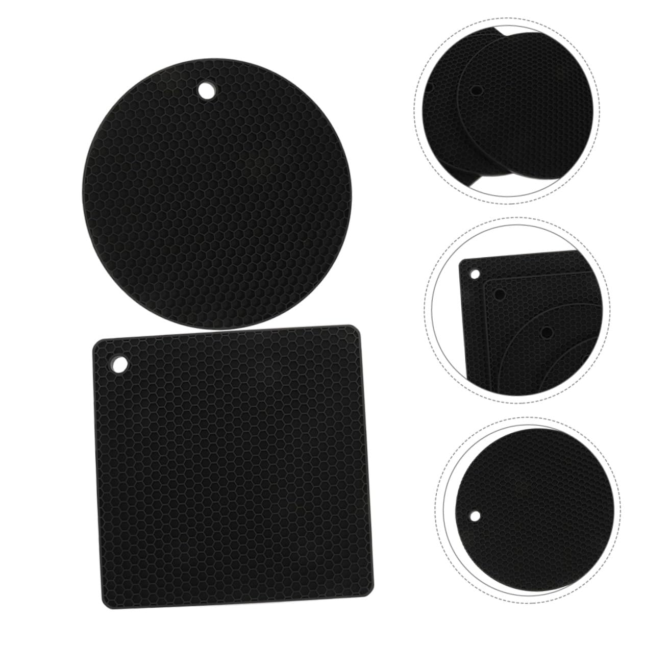 6piezas Almohadillas Térmicas de Silicona Salvamanteles Redondos y Cuadrados Antideslizantes para Mesas y Encimeras Protector de Silicona para Sartenes Calientes