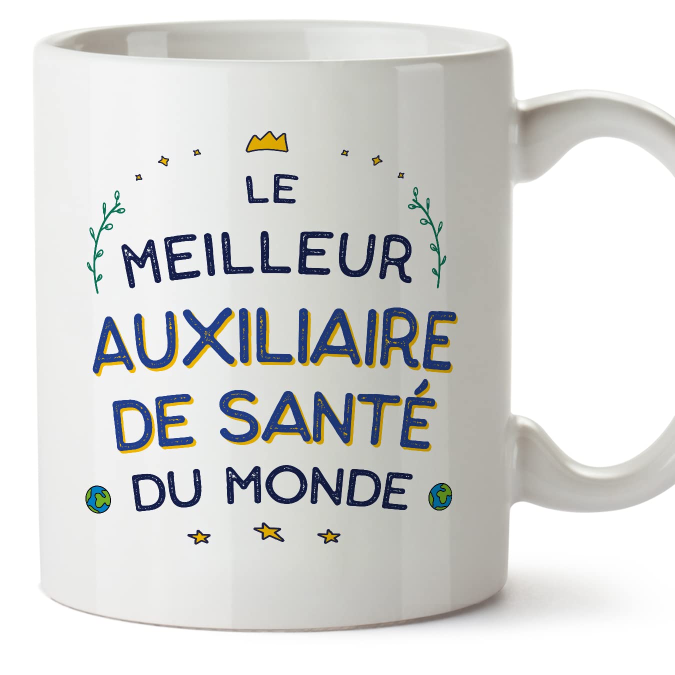 MUGFFINS Nursing Assistant Man Mug - in French - Meilleur du Monde - Funny Gift for Colleagues - Ceramic 11oz Mug
