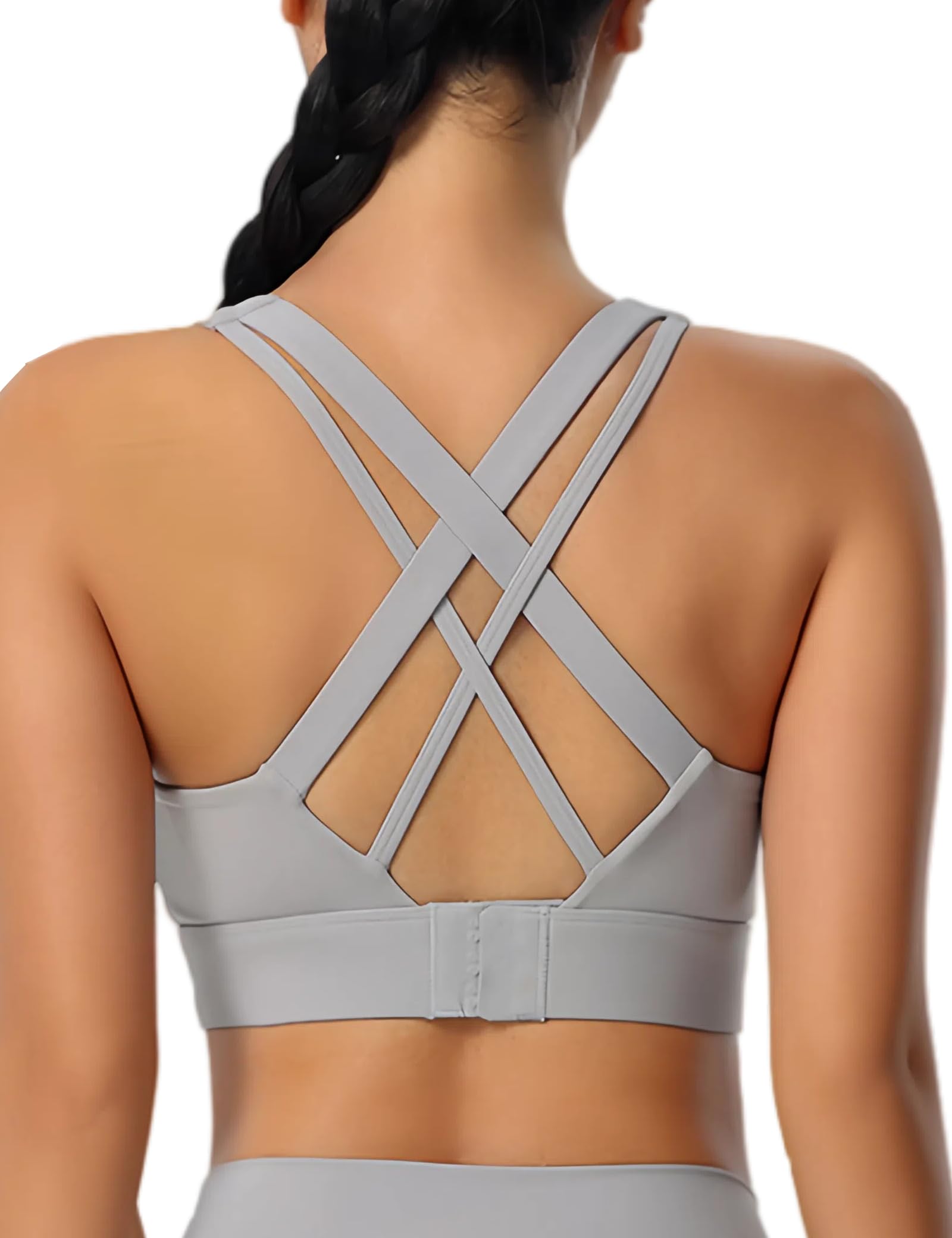 Sports Bras for Women, High Impact Push Up Criss Cross Back Padded Strappy Workout Running Sports Yoga Bras for Large Bust