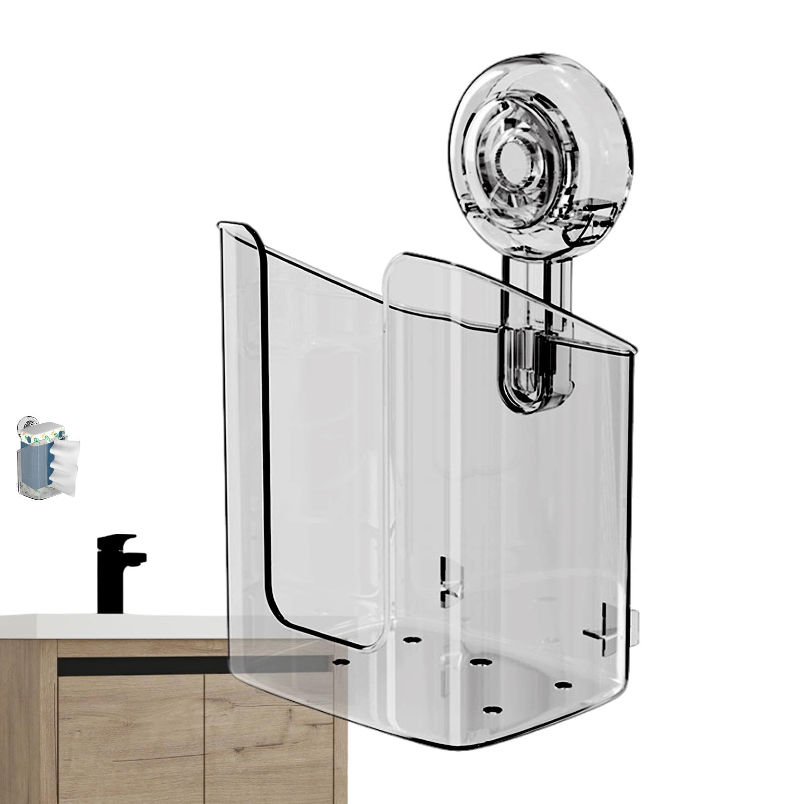 Wipe Holder for Bathroom Wall Mount - Flushable Wet Wipes Dispenser Suction Cup Wall Mounted,Stable Toilet Wipes Holder Wipes Container for Bathroom