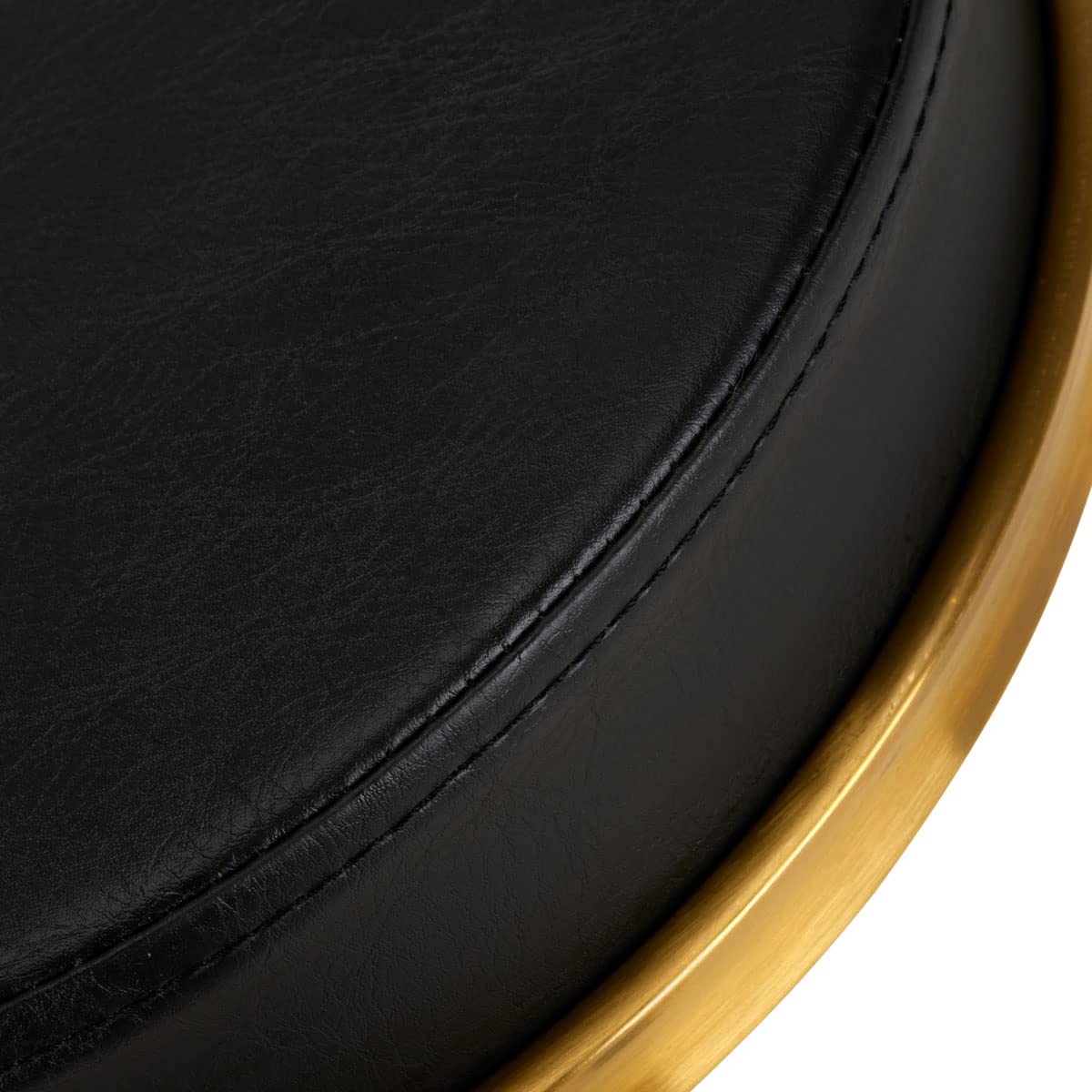 ACTIVESHOP Kosmetikhocker Hocker Schwarz Gold Metall Kunstleder Sitz H4 Höhe 47-60 cm Breite 33 cm Rollhocker Drehhocker Arbeitshocker Kosmetikstuhl Friseurhocker Klassisch Tufted
