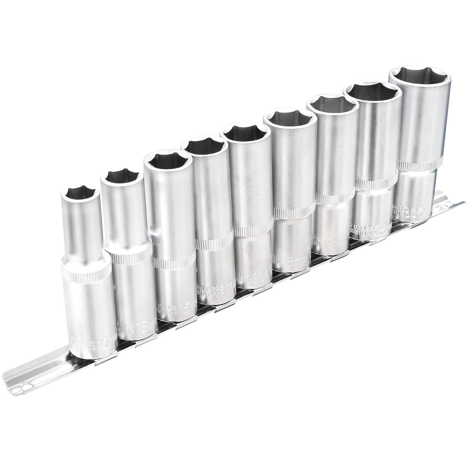 DAKCOS 9PCS Hex Long Socket Set,1/2" Drive Metric Deep Socket