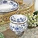 fanquare Porcelain Tea Sets,Blue British Coffee Cups& Saucer Service for 6, with Teapot,Sugar Bowl,Creamer Pitcher and Golden Metal Rack