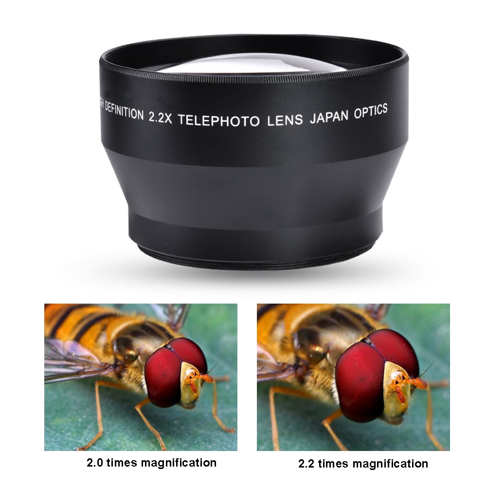 67mm 2,2X Telekonverter Teleobjektiv, Professionelle Universal Extender Kameras Zubehör für alle Spiegelreflex- und Digitalkameras Geeignet für alle Kameras mit 67mm Mount
