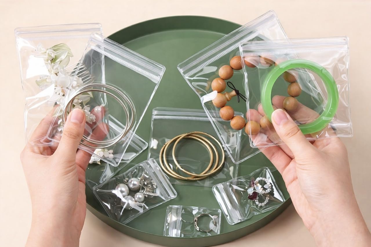 VELEXE Transparent PVC Zip Lock Jewellery Storage Pouches – Pack