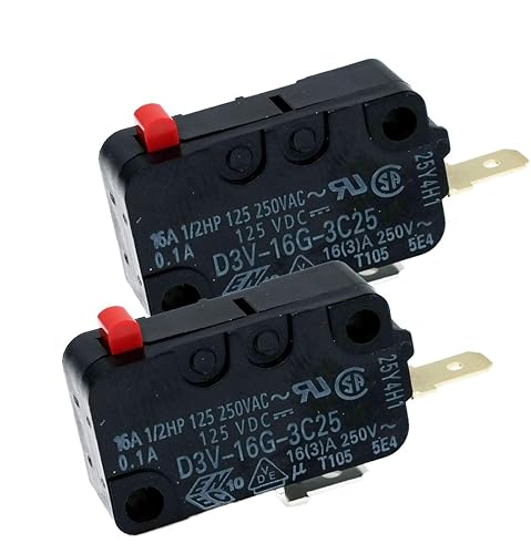 Snap Micro Switch D3V-16G-1C25 D3V-16G-3C25 Horno microondas normalmente abierto para microondas Frigidaire 5304440026 (paquete de 2)
