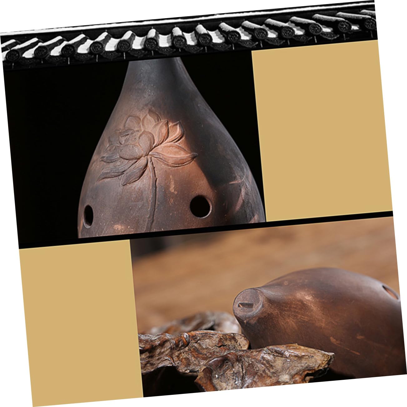 BESPORTBLE Ocarina in Ceramica Antica Xun Instrumento Flauto Cinese 10 Fori Tonalità F Suono Profondo Strumento Musicale per Principianti Artisti