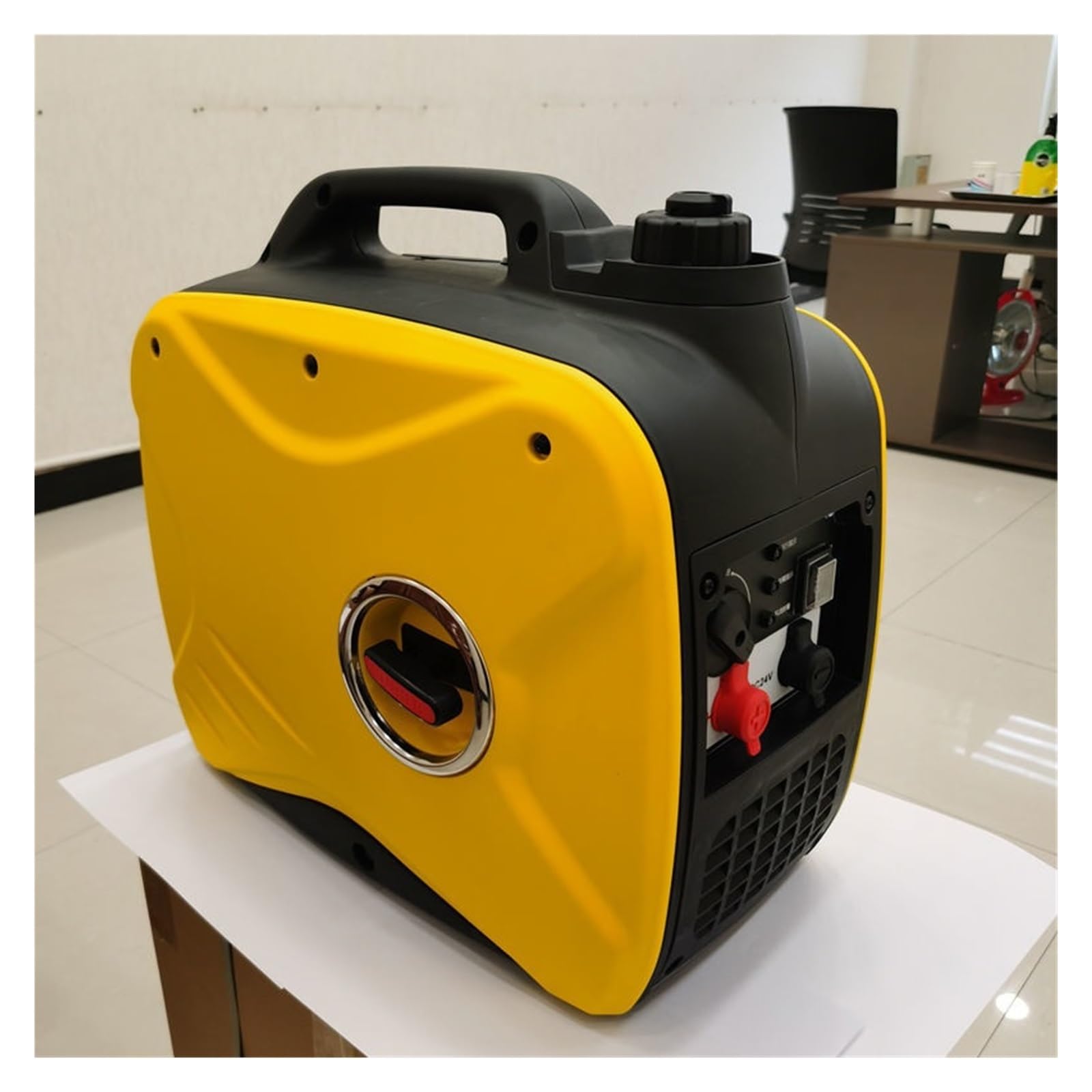 Aire acondicionado de estacionamiento de 24 V, generador automático de gasolina, arranque remoto, vehículo de carga de CC, silencioso, pequeño diésel Para bricolaje(Yellow)