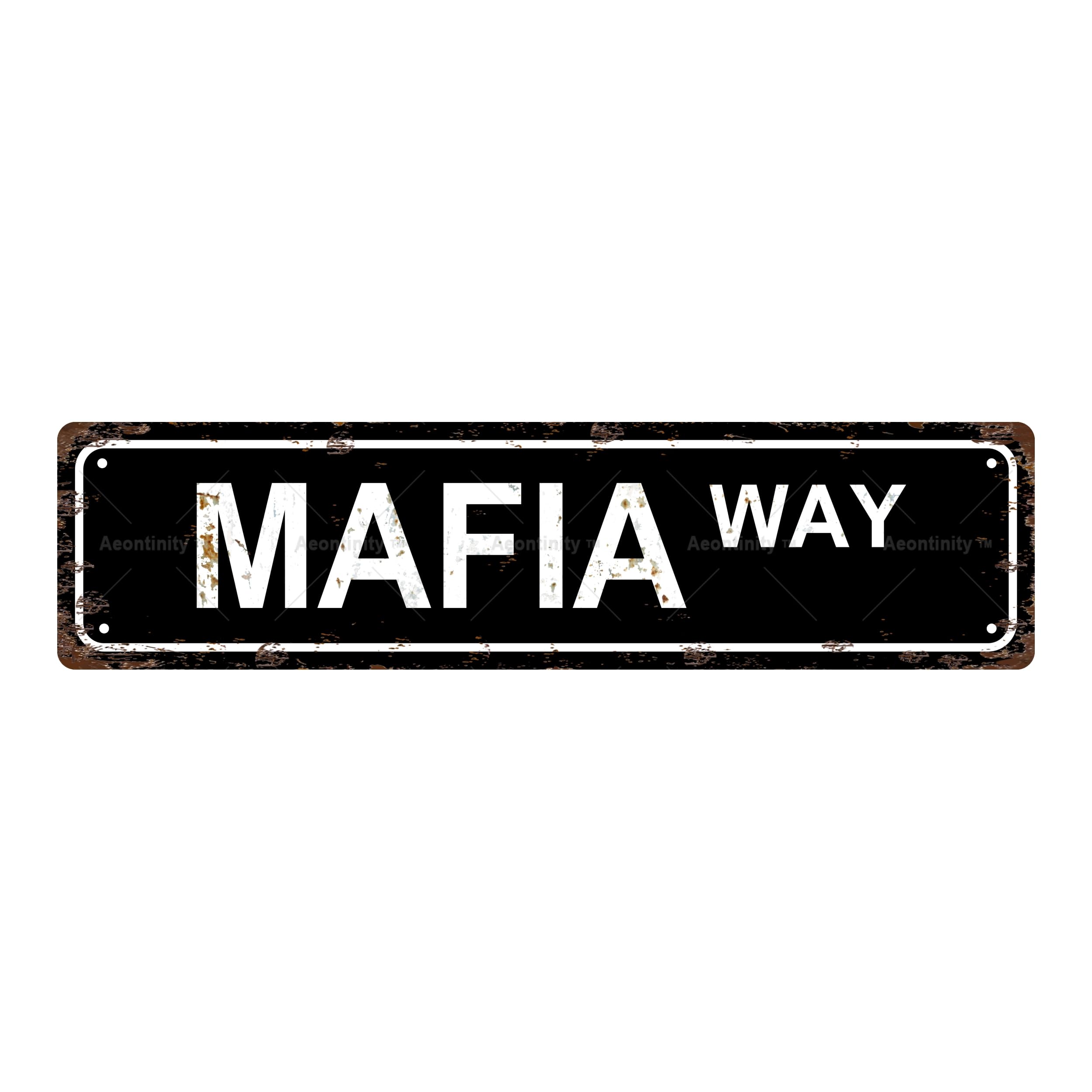 MAFIA WAY MAFIA Vintage Metal Tin Street Sign Bar Cafe Garage Cave Home Room Wall Bathroom Farmhouse Garden Porch Patio Decor, 16 x 4 Inch