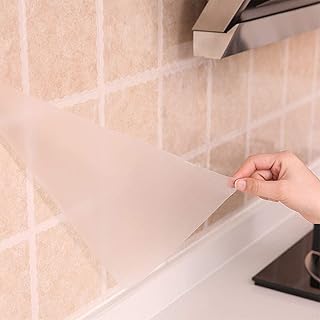 practicalWs 17.7In×196.7In Clear Contact Paper Transparent Kitchen Backsplash Protective Wallpaper Removable Clear Wall Protector Oil Proof Waterproof Sticker Easy to Clean