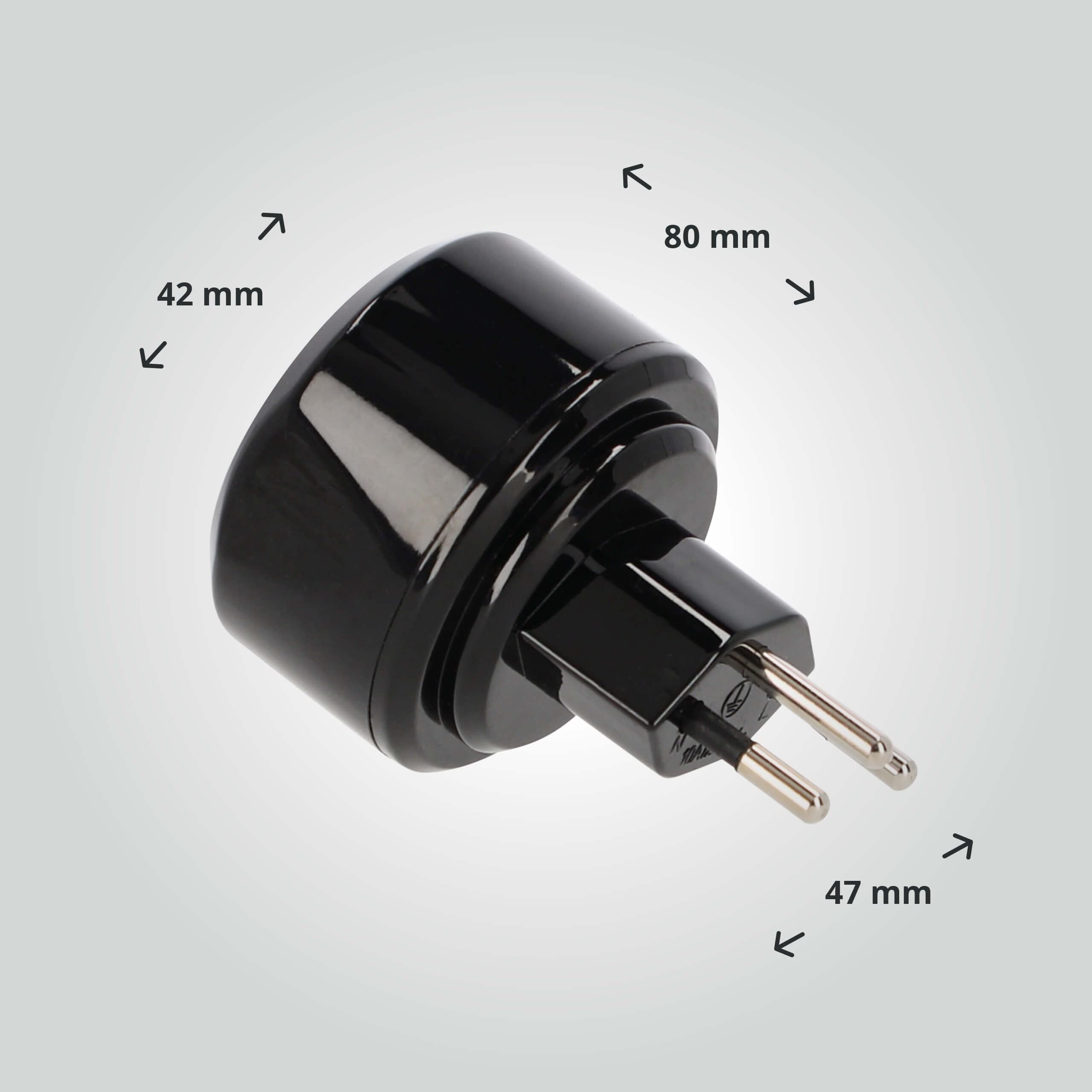 10er Set LED Universum Reiseadapter für Schutzkontakt-/Euro-Stecker (Typ F) auf Schweiz Liechtenstein Steckdose (Typ J) - schwarz | Reisestecker Steckdosenadapter 1508642