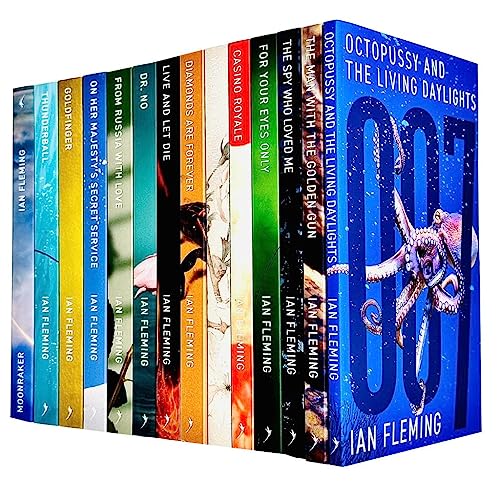 Vintage 007 James Bond Collection 14 Books Set By Ian Fleming (Casino Royal, Live And Let Die, Moon...