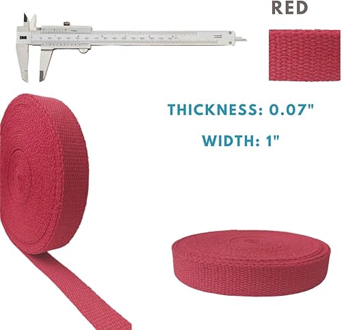 Miniatura 6 de Correas de algodón pesado de 1 pulgada - Correas para artes y manualidades - (rojo, 25 yardas) - MATADOR USEFUL GOODS
