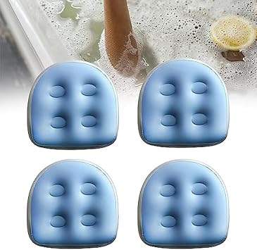 4 PCS Spa and Booster, Pool Bathtub Seat Inflatable Cushion, Blue PVC Spa Waterproof Back Pad,Soft Spa Cushion Massage Mat