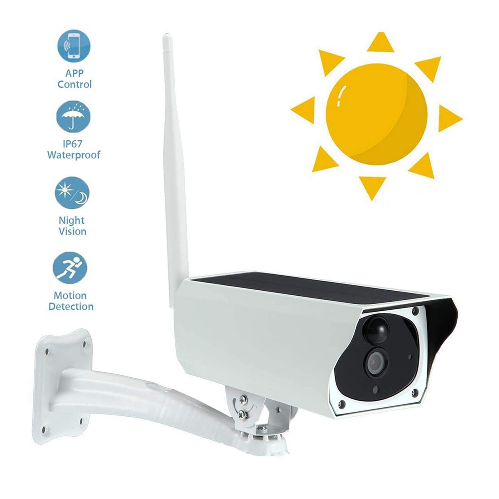 Caméra IP de Surveillance de Batterie USB Solaire 2MP WiFi caméra de sécurité sans Fil extérieure Audio IP67 contrôle d'application résistant aux intempéries Installation Facile