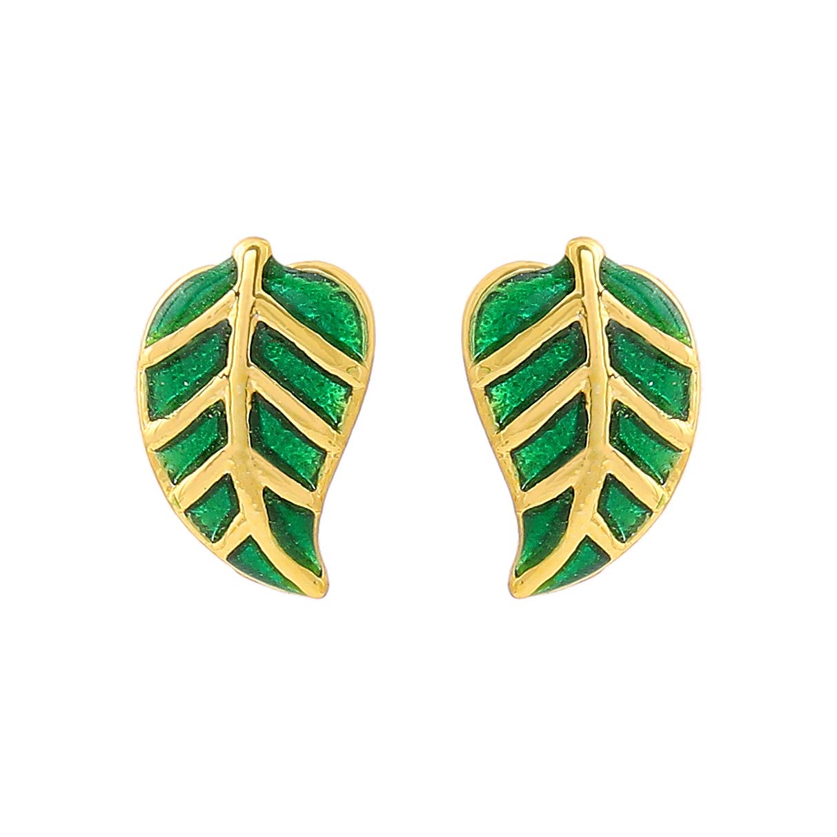 Estele - Gold Tone Green Willow Leaf Stud Earrings For Women (B08J11P22L) Amazon Price History, Amazon Price Tracker