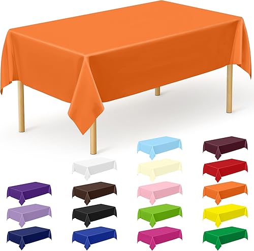 Miniatura 42 de Paquete de 4 manteles desechables de plástico para fiestas, 54" x 108" manteles rectangulares blancos y dorados, mantel impermeable para mesas Punto